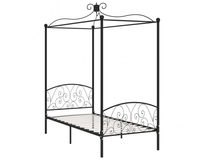 Sonata Рамка за легло с балдахин, черна, метал, 90x200 cм