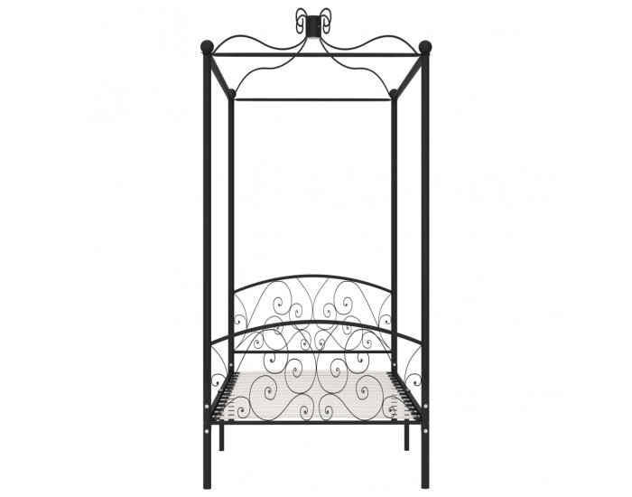 Sonata Рамка за легло с балдахин, черна, метал, 90x200 cм