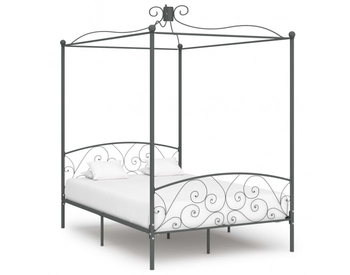 Sonata Рамка за легло с балдахин, сива, метал, 120x200 см