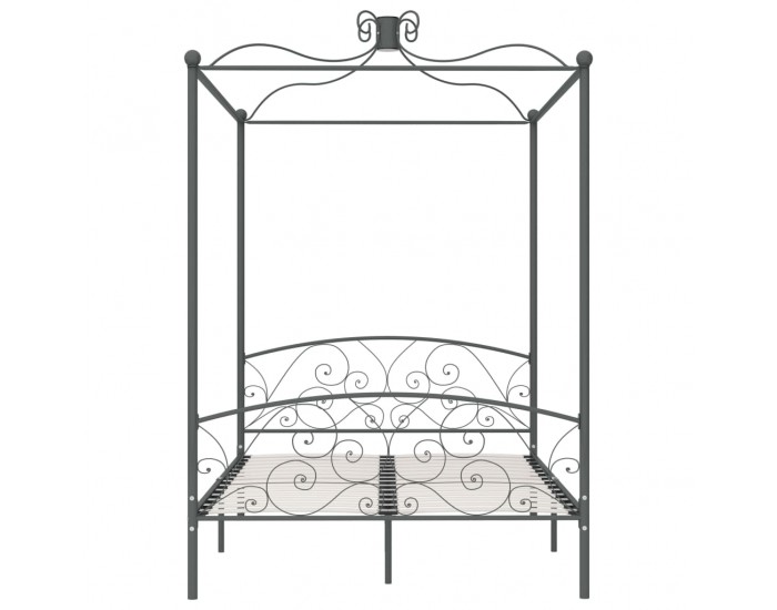 Sonata Рамка за легло с балдахин, сива, метал, 140x200 см