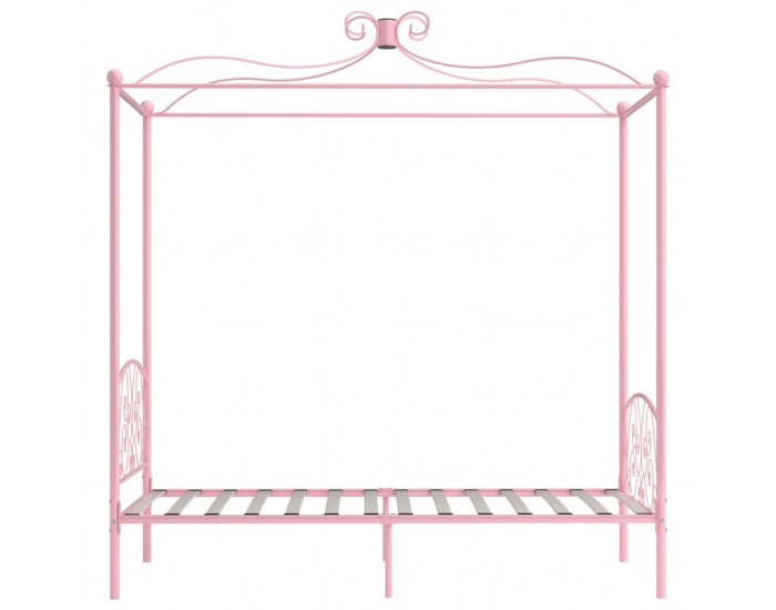 Sonata Рамка за легло с балдахин, розова, метал, 90x200 см