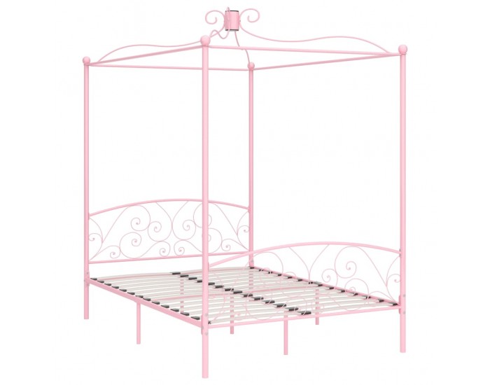 Sonata Рамка за легло с балдахин, розова, метал, 120x200 cм
