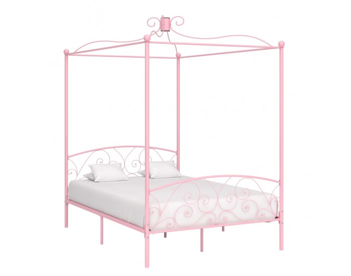 Sonata Рамка за легло с балдахин, розова, метал, 140x200 см