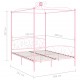 Sonata Рамка за легло с балдахин, розова, метал, 180x200 см