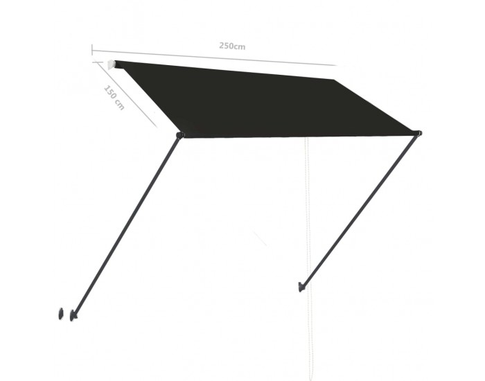 Sonata Сенник с падащо рамо с LED, 250х150 см, антрацит