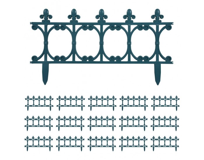 Sonata Ниски огради за лехи, 16 бр, зелени, 10 м, полипропилен