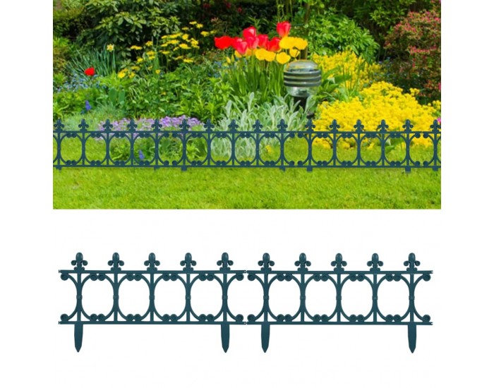 Sonata Ниски огради за лехи, 16 бр, зелени, 10 м, полипропилен