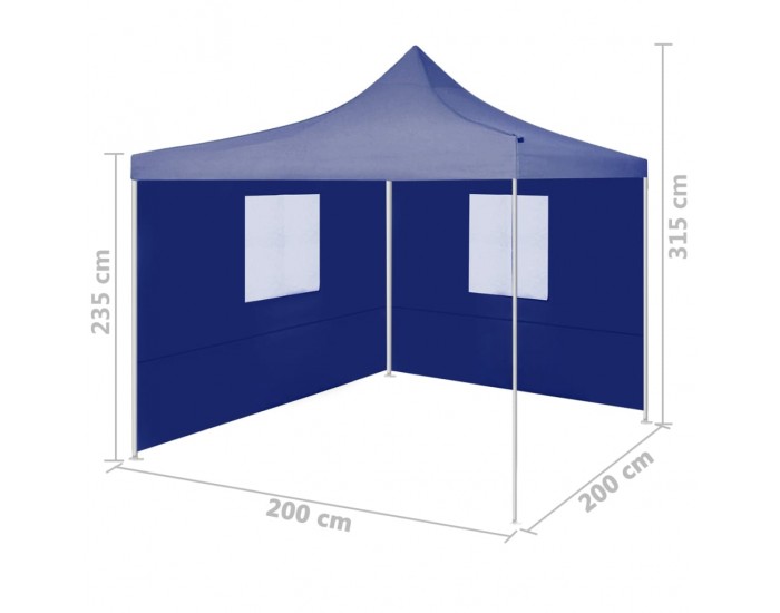 Sonata Сгъваема парти шатра с 2 странични стени 2x2 м стомана синя