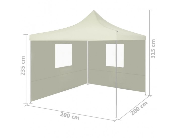 Sonata Сгъваема парти шатра с 2 странични стени 2x2 м стомана кремава