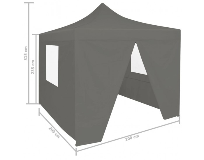 Sonata Сгъваема парти шатра с 4 странични стени 2x2 м стомана антрацит