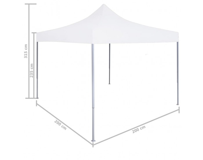 Sonata Професионална сгъваема парти шатра, 2x2 м, стомана, бяла