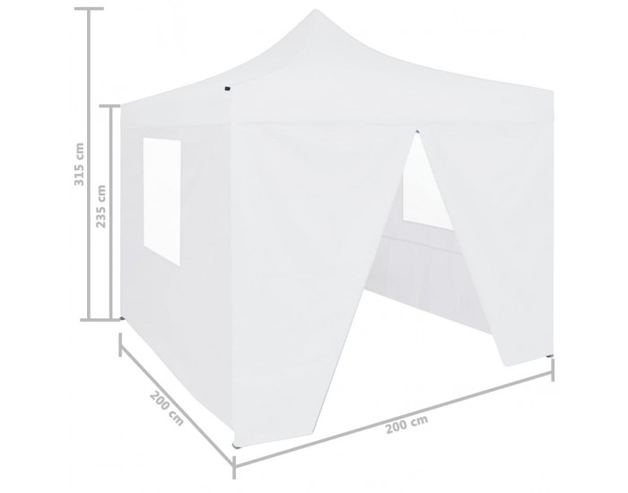 Sonata Сгъваема парти шатра с 4 странични стени 2x2 м стомана бяла
