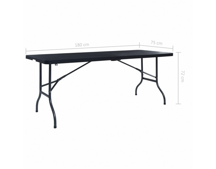Sonata Сгъваема градинска маса черна 180x75x72 см HDPE имитация ратан Sonata Сгъваема градинска маса черна 180x75x72 см HDPE имитация ратан