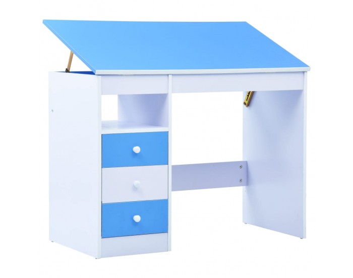 Sonata Детско бюро за рисуване, накланящ се плот, синьо и бяло