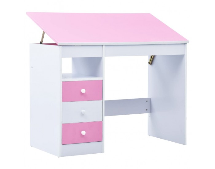 Sonata Детско бюро за рисуване, накланящ се плот, розово и бяло