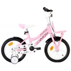 Sonata Детски велосипед с преден багажник, 14 цола, бяло и розово - Детски превозни средства
