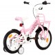 Sonata Детски велосипед с преден багажник, 14 цола, бяло и розово
