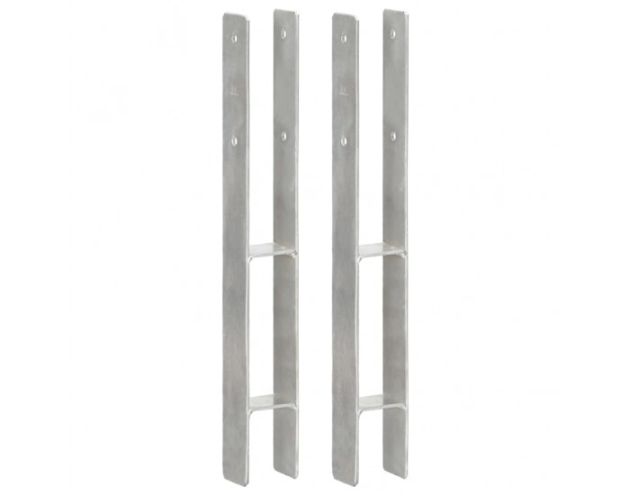 Sonata Подпори за ограда 2 бр сребристи 7x6x60 см поцинкована стомана