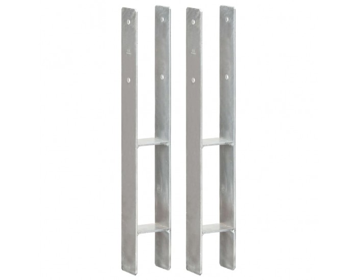 Sonata Подпори за ограда 2 бр сребристи 8x6x60 см поцинкована стомана