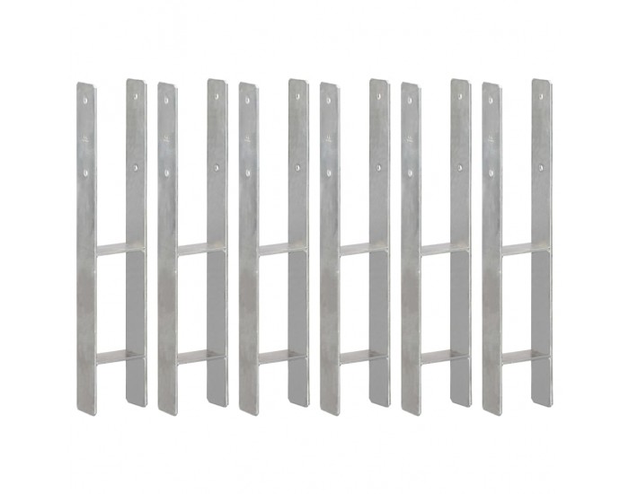 Sonata Оградни подпори 6 бр сребристи 10x6x60 см поцинкована стомана
