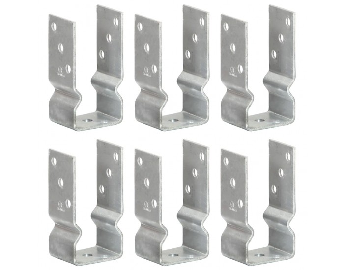 Sonata Оградни подпори 6 бр сребристи 7x6x15 см поцинкована стомана