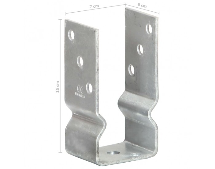 Sonata Оградни подпори 6 бр сребристи 7x6x15 см поцинкована стомана