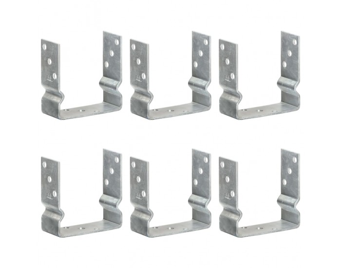 Sonata Оградни подпори 6 бр сребристи 14x6x15 см поцинкована стомана