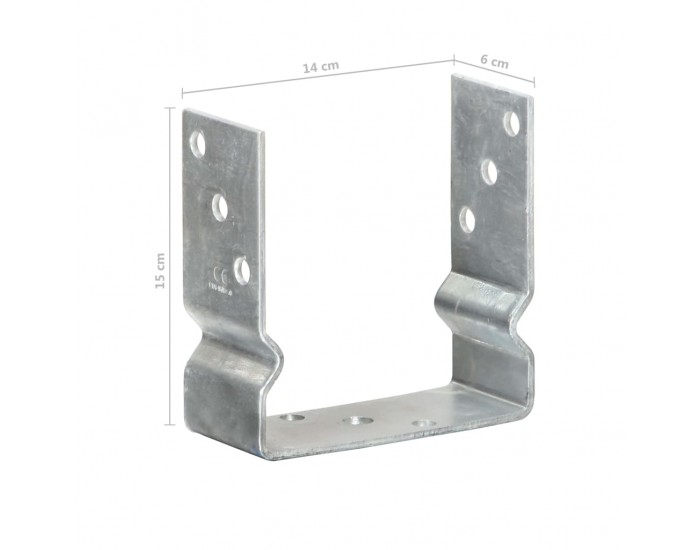 Sonata Оградни подпори 6 бр сребристи 14x6x15 см поцинкована стомана