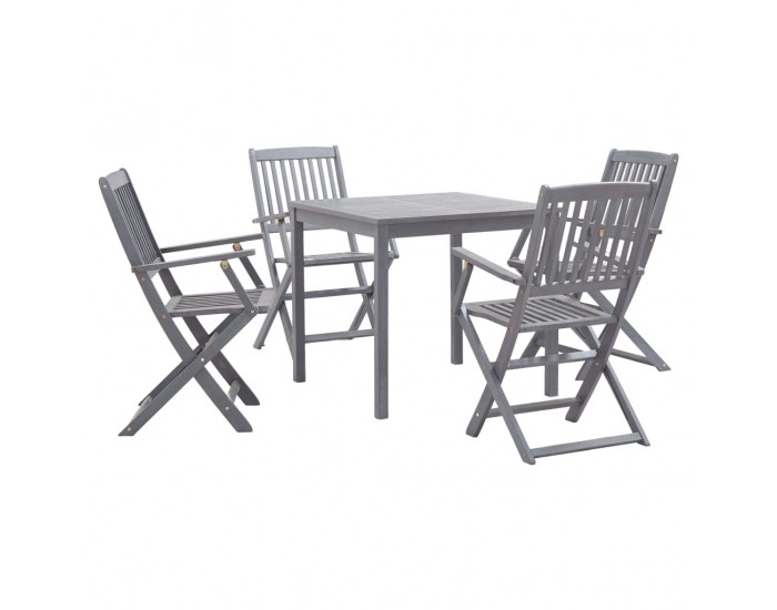 Sonata Градински трапезен комплект, 5 части, акация масив, сив