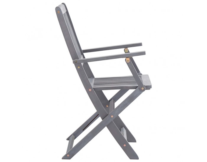 Sonata Градински трапезен комплект, 5 части, акация масив, сив