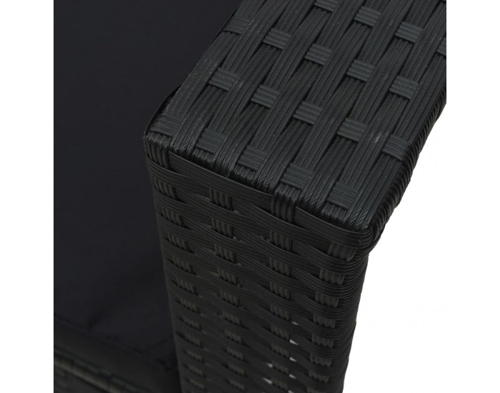 Sonata Градински комплект с възглавници, 6 части, черен полиратан