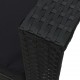 Sonata Градински комплект с възглавници, 6 части, черен полиратан