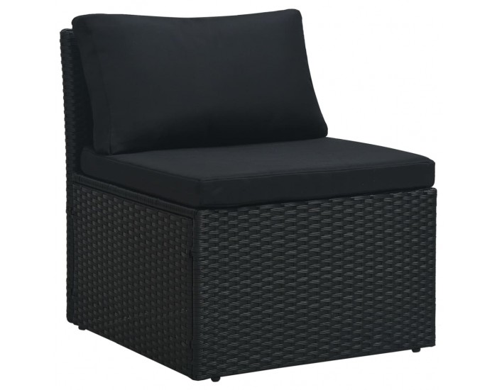 Sonata Градински комплект с възглавници, 4 части, полиратан, черен