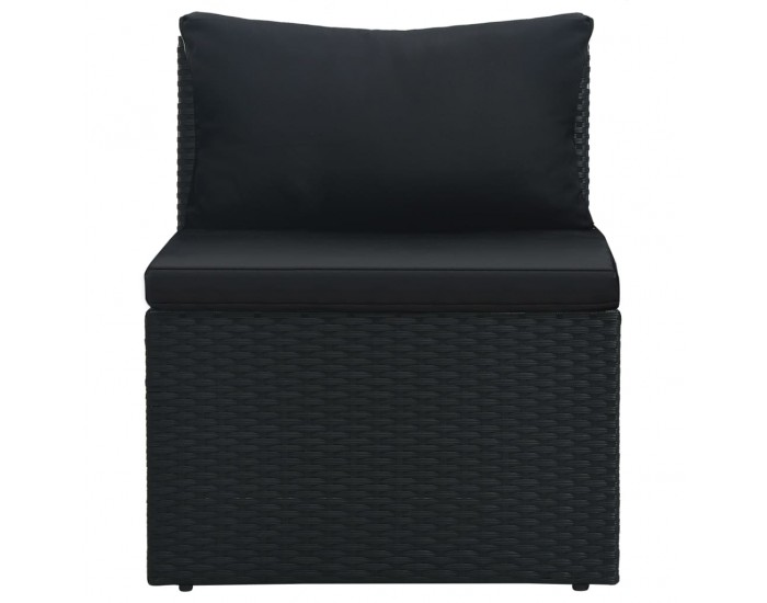 Sonata Градински комплект с възглавници, 4 части, полиратан, черен