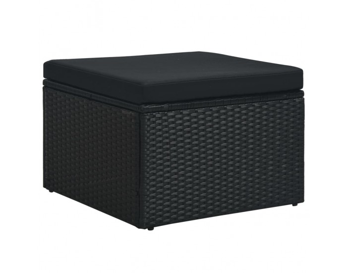 Sonata Градински комплект с възглавници, 4 части, полиратан, черен