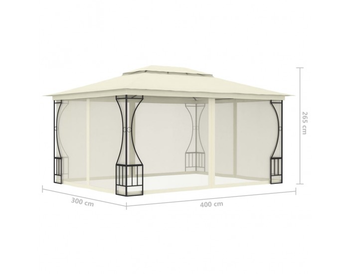 Sonata Градинска шатра със завеси, 300x400x265 см, кремава