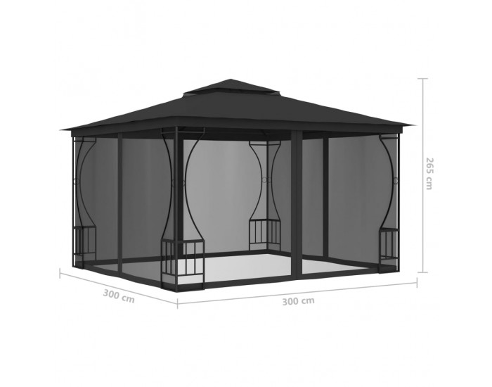 Sonata Градинска шатра със завеси, 300x300x265 см, антрацит