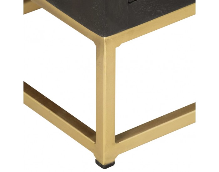 Sonata Шкаф с чекмеджета, черно и златисто, 45x30x105 см, манго масив