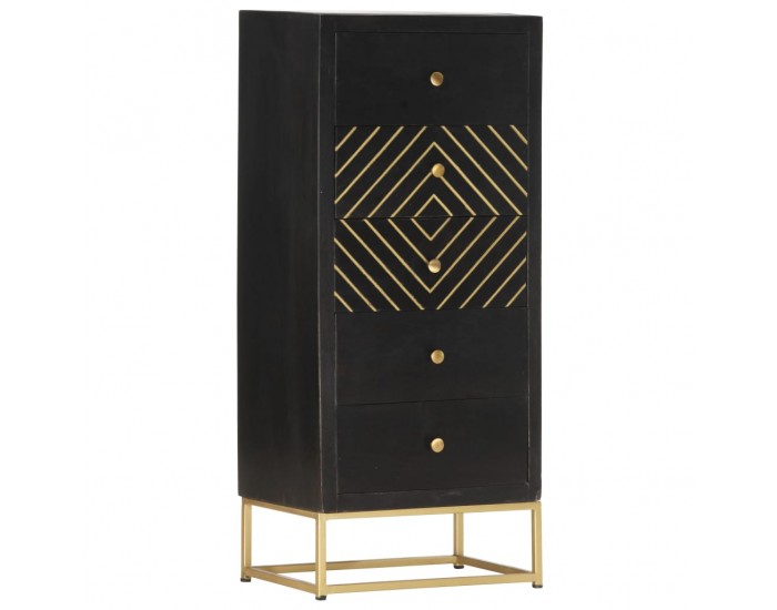 Sonata Шкаф с чекмеджета, черно и златисто, 45x30x105 см, манго масив