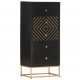 Sonata Шкаф с чекмеджета, черно и златисто, 45x30x105 см, манго масив