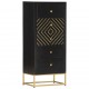 Sonata Шкаф с чекмеджета, черно и златисто, 45x30x105 см, манго масив