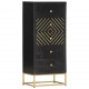 Sonata Шкаф с чекмеджета, черно и златисто, 45x30x105 см, манго масив