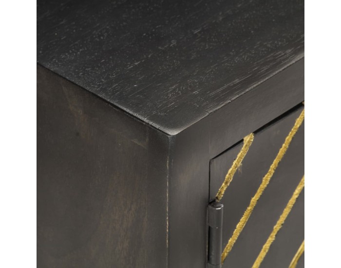 Sonata ТВ шкаф, черно и златисто, 120x30x40 см, мангово дърво масив