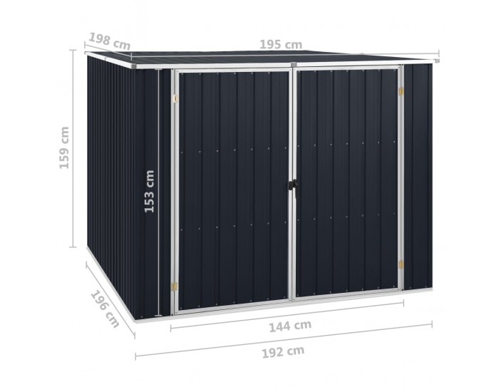 Sonata Градинска барака, антрацит, 195x198x159 см, поцинкована стомана