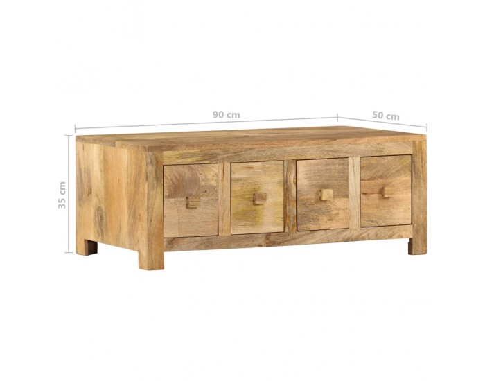 Sonata Маса за кафе с 4 чекмеджета, 90x50x35 cм, мангово дърво масив