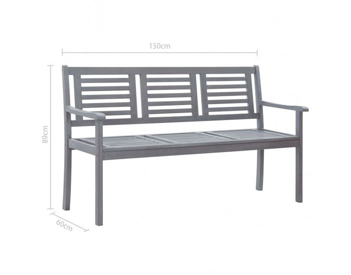 Sonata 3-местна градинска пейка, 150 cм, сива, евкалиптово дърво масив Sonata 3-местна градинска пейка, 150 cм, сива, евкалиптово дърво масив