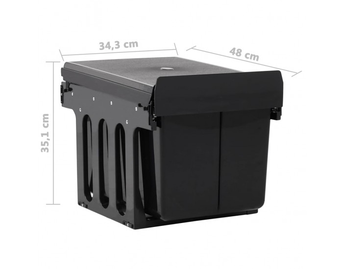 Sonata Кош за вграждане за кухненски шкаф, плавно затваряне, 48 л