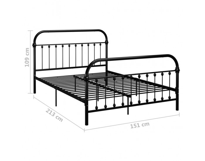 Sonata Рамка за легло, черна, метал, 140x200 cм