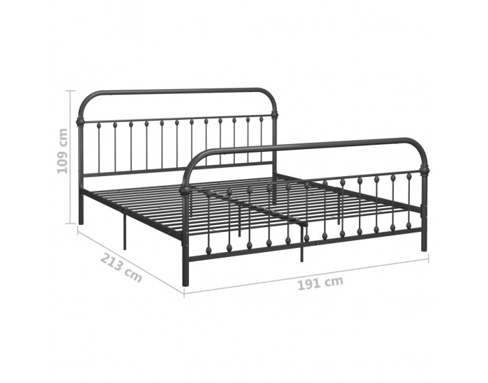 Sonata Рамка за легло, сива, метал, 180x200 см