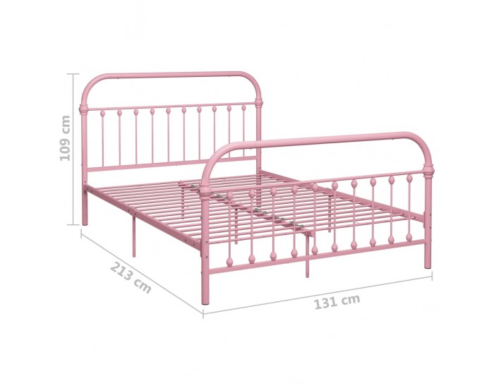 Sonata Рамка за легло, розова, метал, 120x200 см